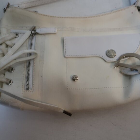 Womens Christian Dior Laced Surf BO N 0044 Off-White Canvas Leather Handbag - Picture 7 of 16